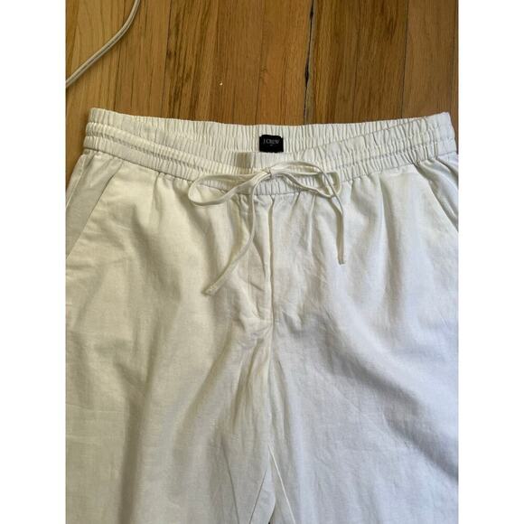NWOT J.Crew Women’s 14T Pants White Seaside Linen Blend Pull On Trouser Summer - Picture 5 of 13